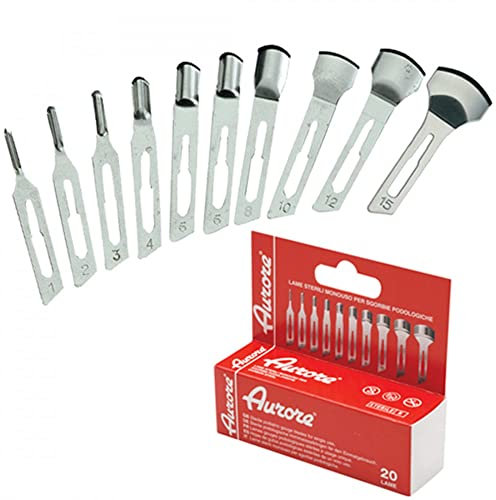 20 LAME SGORBIA STERILI BISTURI PEDICURE AURORE PROFESSIONALE ESTETISTA (N° 10)