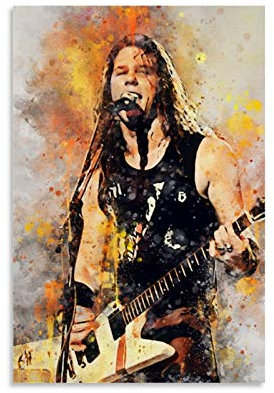 YZLI 80er Jahre Gitarristen James Alan Hetfield Waterc Poster Dekorative Malerei Leinwand Wandkunst Wohnzimmer Poster Schlafzimmer Gemälde 30 x 45 cm