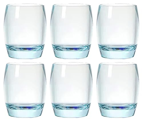Kmi Chou Juego de 6 vasos de plástico de 8 onzas, aptos para lavavajillas, sin BPA, irrompibles, vasos de jugo para niños, vasos de agua de vino inastillables, vasos acrílicos (azul claro)