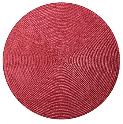 Tovaglietta Rotondo Tappetino Tondo con Isolamento Termico Tappetino da Tavolo in Pp Stile Giapponese Set da 4 Pezzi-Rosa Rossa (38 Cm)