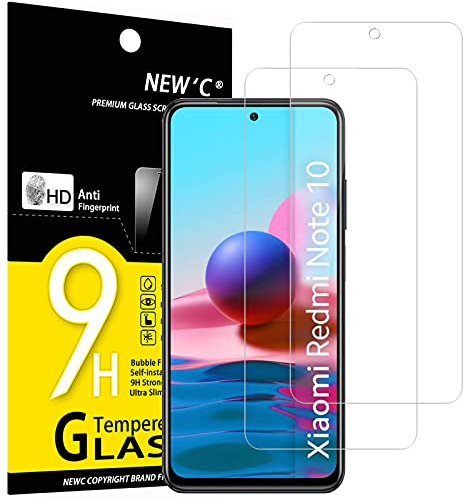 NEW'C 2 Stück für Xiaomi Redmi Note 10, Note 10 5G, Xiaomi POCO M5s für Panzerglas, Frei von Kratzern, 9H Härte, HD Displayschutzfolie, 0.33mm Ultra-klar, Ultrabeständig