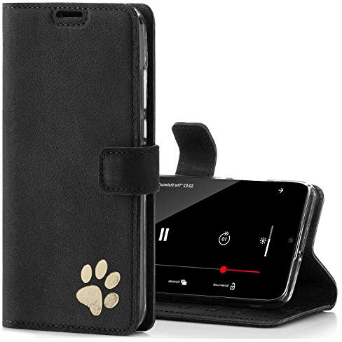 Surazo Leather Wallet Mobile Phone Case Compatible with Apple iPhone 12 mini - Flip & Fold Smartphone Case with Stand RFID Blocker Magnet Closure, 3 Slots for Bank Cards - Handcrafted European Leather