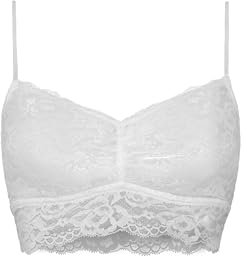 Snocks Spitzen BH - Damen Bustier Spitze, Ohne Bügel, Verstellbare Träger, Elastischer Bund - Angenehm Weiche Material, Sinnliches Design - Gr. XL - Farbe Weiß