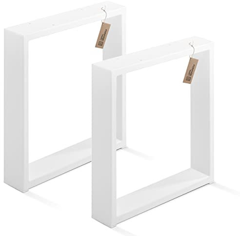 LAMO Manufaktur Tischbeine für Sitzbank, Couchtisch, Beistelltisch, Simple Medium, Vierkantprofil 60x30 mm, Tischgestell 40x43 cm (BxH), Weiß, 2 Stück, LTS-01-D-BB-9016