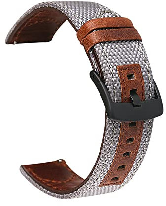 Tyogeephy Cuir Nylon Montre Bande - Cuir huilé One-Piece Bracelet pour hommes et femmes - Choix de couleur et largeur - 20mm, 22mm, 24mm
