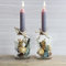Trockenblumen im Glas mit Kerzen, Trockenblumen Set mit Vase, 2 Stück, getrocknete Blumen deko, Flaschen Kerzenhalter mit ewige Blumen, Geschenke für Frauen (Blaugrau)