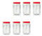 AFSUK 6 X 1500ml Plastic Storage Jar with Screw Top Lids Red Airtight Food Storage Containers BPA Free For Kitchen, Herb, Spices, Sweets Clear Round Large Canister pots