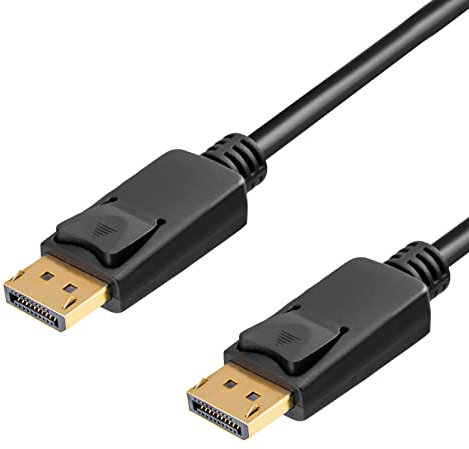 HB-DIGITAL Cable de conexión DisplayPort 1.2, conector DP macho a DP macho 4K 2K, resolución 21,6 Gbit/s, HDR, contactos dorados, cierre de bloqueo, tarjeta gráfica, PC, monitor, IPTV, HDTV, 1080p,