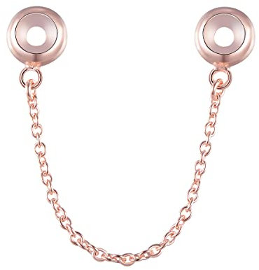 LOVANS 925 Sterling Silver 2 PCS Rubber Spacer Stopper Bead for Bracelets (Golden Rose Chain)