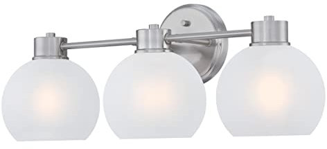 Westinghouse Lighting 6124840 Moderne dreiflammige Wandleuchte Dorney Innenbereiche, Ausführung in gebürstetem Nickel mit Milchglas
