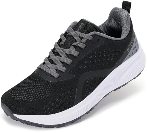 BRONAX Womens Wide Toe Box Road Running Shoes 9w Athletic Sneakers Black
