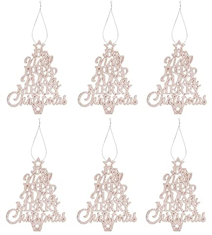 Glitter Christmas Tree Decorations Set of 6 Trees - Rose Gold