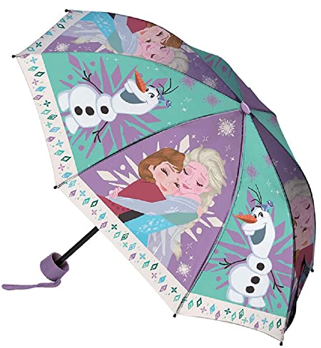 CARTOON Faltbarer Regenschirm für Kinder, winddicht, 8 Speichen aus Fiberglas, verschließbar, Frozen Ii