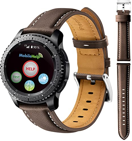 HUZU Leder Uhrenarmband Kompatibel mit Galaxy Watch 3 45mm, 22mm Ersatzarmbänder für Samsung Galaxy Watch 46mm/Gear S3 Frontier/Classic
