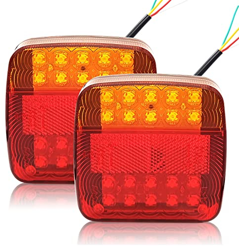 AOJO 2 PCS LED Rückleuchten Anhänger, 12V Wasserdichte Anhängerbeleuchtung Rücklicht KFZ Heckleuchten mit ECE E-Geprüfte für PKW LKW RV Caravan Van