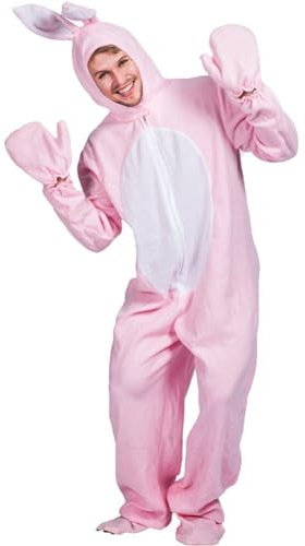 Wudaizhi Eraspooky Herren Animal Cosplay Festival Osterhasen Jumpsuit Halloween Kostüm Für Erwachsene Rosa Kaninchen -Outfit Carnival Fancy Kleid