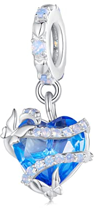 Dream Magic Love Blue Heart Charms mit Schmetterling 925 Sterling Silber Dangle Anhänger Bead Girl Schmuck Geschenke für Pandora Charms Armband