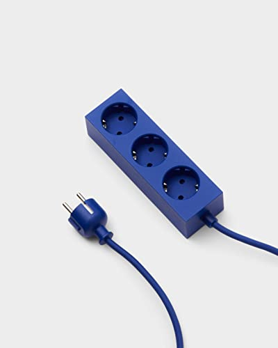 Pedestal Power Bar Steckdosenleiste 2m mit Magnetischem Boden (Blau) - Praktische Stilvolle Mehrfachsteckdose 3-Fach Magnetisch - Magnetische 3 Fach Steckdose - Power Strip 3-Way