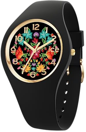 Ice-Watch - ICE flower Mexican bouquet - Schwarze Damenuhr mit Silikonarmband - 021740 (Small +)