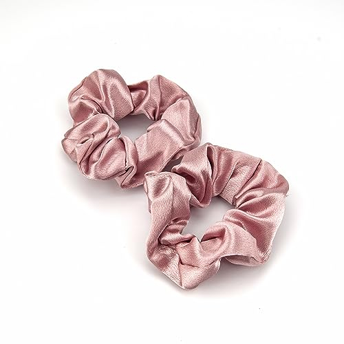 Scrunchies Haargummi Damen, 2 Stück Weiche Seide Haargummis Mädchen, Premium Satin Invisibobble Scrunchie, Haargummi Scrunchies für Lange Feine Oder Dicke Lockige Haare Mädchen (Rosa)