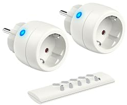UCOMEN Enchufe con Mando a Distancia,2 Enchufes de Radio con 1 Mando a Distancia para Electrodomésticos,2300W Enchufes Inalámbricos Inteligentes, Alcance de 30m,Blanco