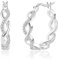 Silber 925 Creolen Kleine Damen, Silber 925 Ohrringe Creolen mit Herz Liebe Glitze Creolen Zirkon Strass Ohrringe Silber Creolen Kleine Knorpel Huggie Kreolen Herzförmig Creolen Ohrringe Damen