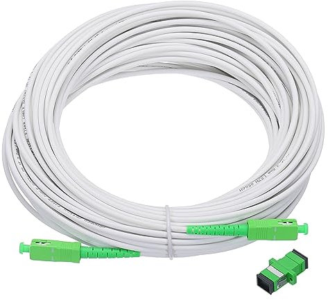 sourcing map 1Pcs 82Ft Single Mode Simplex OS2 Armored Fiber Optic Patch Cable LSZH SC/APC-SC/APC Jumper Optical White for Fiber Optic LAN Networks with Adapter