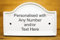 Placa de cerámica para puerta, personalizable, con texto o número, decoración a mano, color blanco