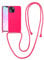 VooDirop ZhengQian Étui à bandoulière pour iPhone 14 avec sangle, coque pour iPhone avec lanière réglable, protection contre les chutes en silicone pour iPhone 14 6,1 Rose fluo
