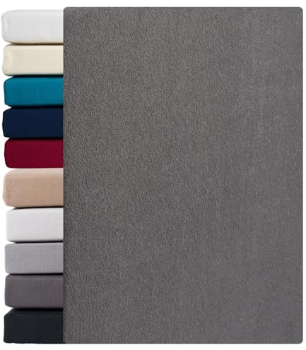 Frottee Spannbettlaken | Grau | 180x200-200x200 cm | Winter Bettlaken | Extra Dickes Material 160g/m² | Oeko-TEX Made in Green, Hautsympathisch, Atmungsaktiv
