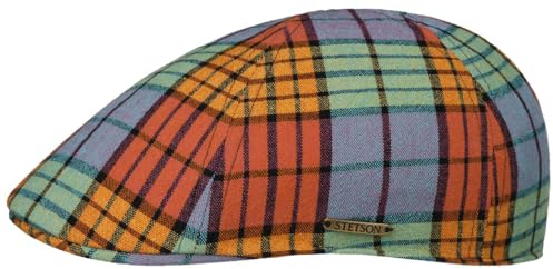 Stetson Texas Colour Check Flatcap Karo Stil UV Schutz 40+ Herren Made in EU Frühjahr Sommer bunt XXL (62-63 cm)