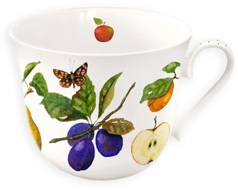 Grätz Kaffeetasse 450ml Teetasse Kaffee-Tasse Tee-Tasse Henkeltasse Henkel-Tasse Blumen Früchte Landhaus Porzellantasse Porzellan-Tasse Geschenkbox (Bauerngarten)