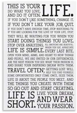 CDAXHOZ Wandposter This Is Your Life, Wand-, Hotel-Kunst-Dekoration, Gemälde, Wohnzimmer, Schlafzimmer, Gemälde, Badezimmer, Bar, Theke, Poster, 40 x 60 cm, ungerahmter Stil