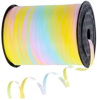Cinta rizadora de arco iris, 500 yardas, colores claros, 5 mm de ancho, perfecta para globos, envoltura de regalos, fiestas de cumpleaños y bodas, decoraciones de Navidad