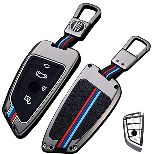 Teenpull für BMW Autoschlüssel Hülle mit Schlüsselanhänger und Geschenkbox, Schwere Metallschutzhülle 2, 5, 6, 7, X1, X2, X3, X5, X6, GT Wasserdicht Schlüsselhülle, Auto Zubehör