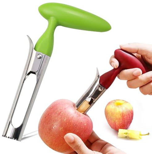 KASESSS Vide Pomme, 2 Pièces Vide-Pomme en Acier Inoxydable, avec Poignée PP et Lame Dentelée, Dénoyauteur à Fruits pour Poires Poivrons et Fruits Croquants pour Maison et Cuisine (Rouge, Vert)