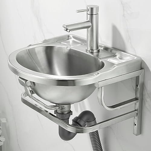 évier extérieur,évier inox autoportant, Petit évier de cuisine mural for lavabo commercial Lavabo à une cuve épais suspendu avec support