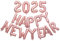 Silvester Deko 2025 Happy New Year Girlande Rose Gold Happy New Year Folienballons, 2025 Neujahr Deko Girlande Gold Silvester Party Deko, Neujahrsdeko