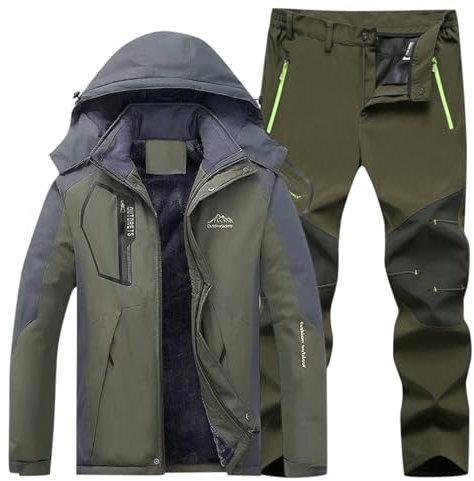 Generisch Langlaufski Set Herren, Thermoanzug Herren Angeln Wasserdicht Schneeanzug Jacke Und Hosen Skianzug Warme Skijacke Winter Skibekleidung Winddicht Tracksuit Mit Kapuzen Schneemantel