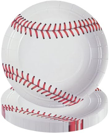 LDFDRT Baseball Party Paper Plates 7Inch Dessert Plates for Cake Salad Fruit Pizza Disposable Party Decoration Supplies for Fan Sports Event, Birthday Party