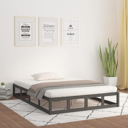 Generisch Massivholzbett Grau 150x200 cm,jiangboyue-820803