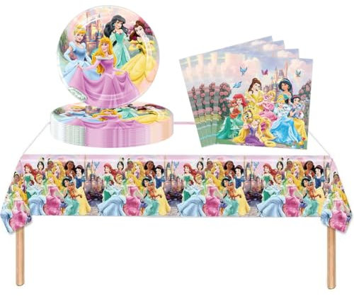 41 Pcs Kids Party Supplies Set Serves 20 Guests, Birthday Party Tableware with Paper Plates Napkins Tablecloth for Birthday Party Baby Shower Decoration (Style-B)