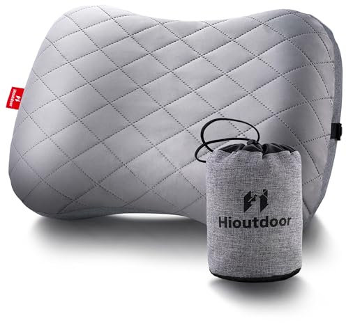 Hioutdoor Cuscino Gonfiabile Da Campeggio Con Copertura Rimovibile D'Aria Spiaggia Ergonomico Da Viaggio Gonfiabile Da Viaggio All'Aperto Per Il Collo Confortevole Per Dormire (Grigio)