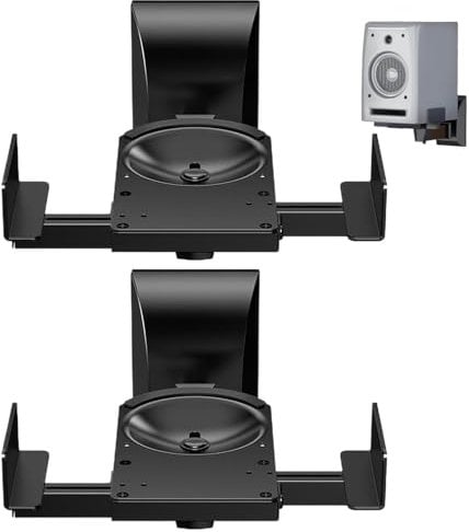 Générique Audio Speaker Mount, Metal Speaker Wall Mount, 10.63x6.1x3.54 inch, Brackets Designed Bookshelves, Adjustable Hold Speakers, Surround Sound Holder for Home and Studio Use (Black)