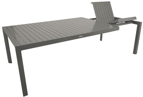 DEGAMO Gartentisch Ausziehtisch BAGO XL 195/255x120cm, Aluminium Silbergrau, Outdoor wetterfest