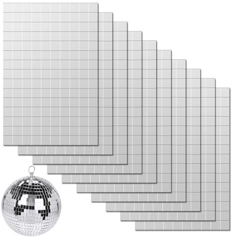 1500 Pezzi Tessere Mosaico Adesivo, 10 x 10 mm Mosaico Specchio Autoadesive, Mini Mosaico Piastrelle Argento, Quadrate Specchio Autoadesivo in Vetro per Palla da Discoteca, Parete, Artigianali