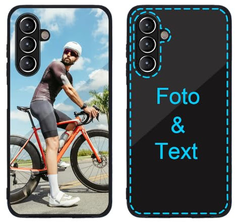MXCUSTOM Personalisierte Handyhülle für Samsung Galaxy A16 4G 5G, Benutzerdefiniert Kratzfest Gehärtetes Glas Weicher Stoßfänger Hülle mit Eigenem Foto Bild Text Individuelle Schutzhülle(GHS-BK-P1)