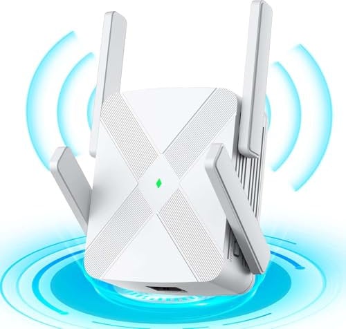 2025 Newest WIFI Extender Booster - Internet Booster WIFI Repeater - Wireless Signal Booster with Ethernet Port and 4 Antennas,Quick Setup,Works with Any WiFi Router,UK plug