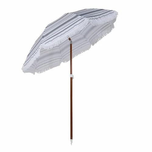 Parasol De Jardin 180 Cm avec Franges, Inclinable, Parapluie De Plage, Anti-UV sans Décoloration, À 8 Baleines, pour Marché, Terrasse, Cour, Piscine