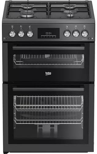 Beko Pro FDG6271CA 60 cm Freestanding Gas Cooker – Double Oven, Four-Burner Hob, Anthracite Finish
